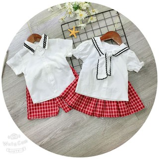 xả kho - Set cặp học sinh quần kẻ cho bé