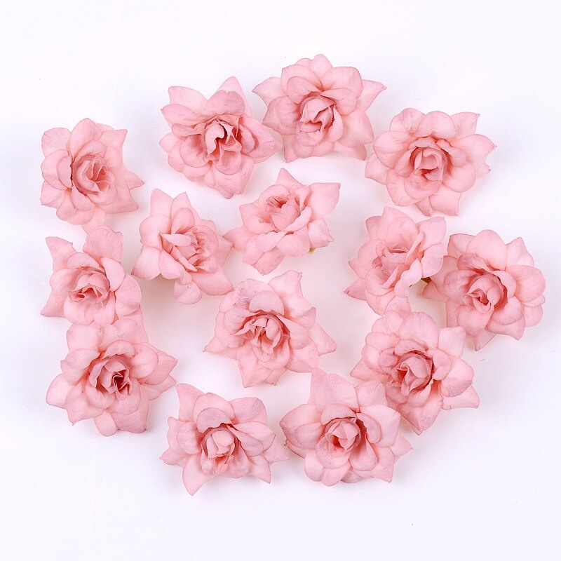 5 Đầu hoa hồng giả 4.5cm dùng cho trang trí tiệc cưới xinh xắn