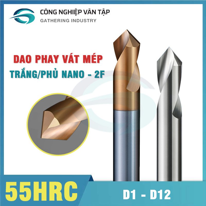 Dao phay vát mép 90 độ độ cứng 55HRC gia công nhôm, thép