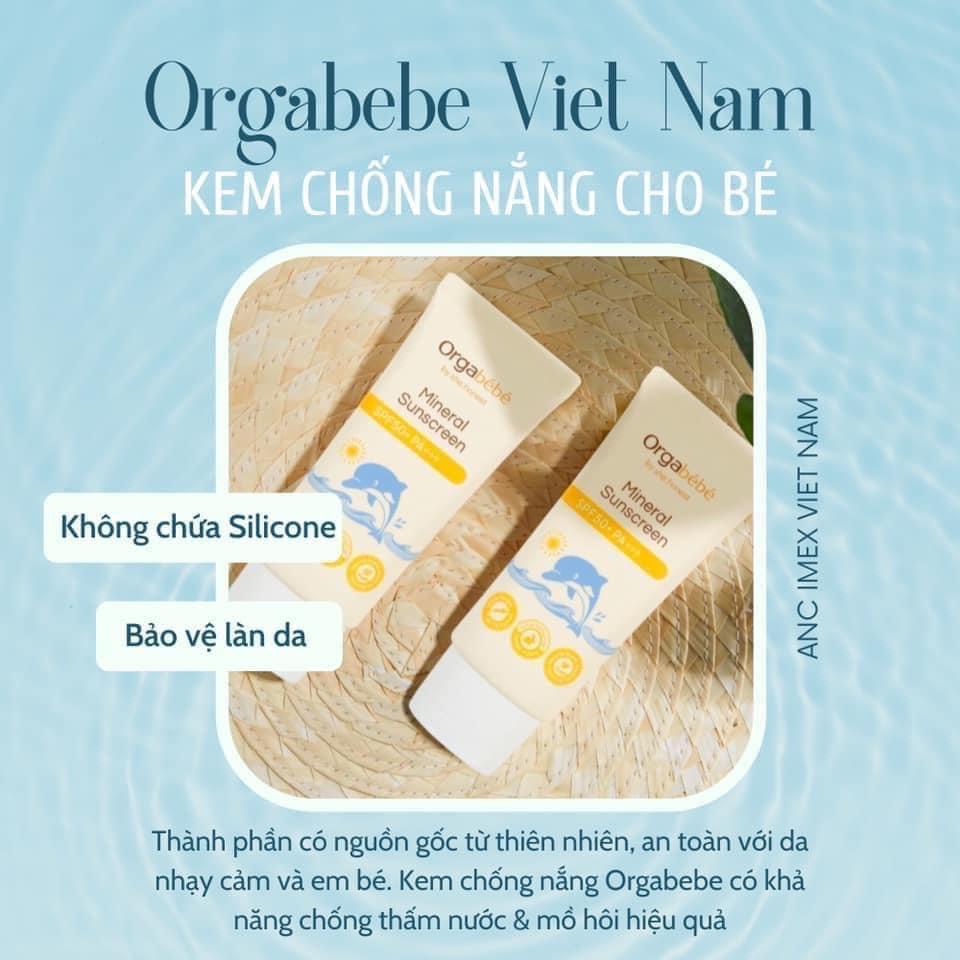 Kem chống nắng hữu cơ Orgabebe SPF 50PA+++ cho bé từ 3 tháng tuổi - Nội địa Hàn