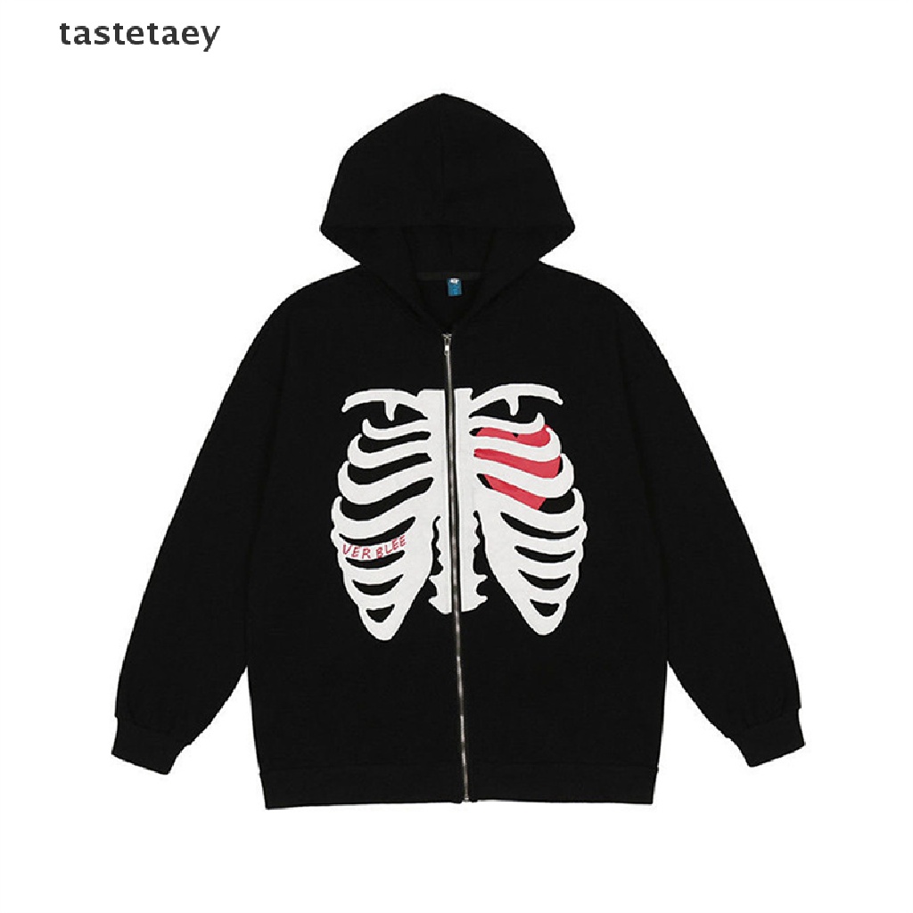 Áo Khoác Hoodie In Hình Bộ Xương Phối Khóa Kéo Thời Trang Đường Phố Cho Nam Và Nữ