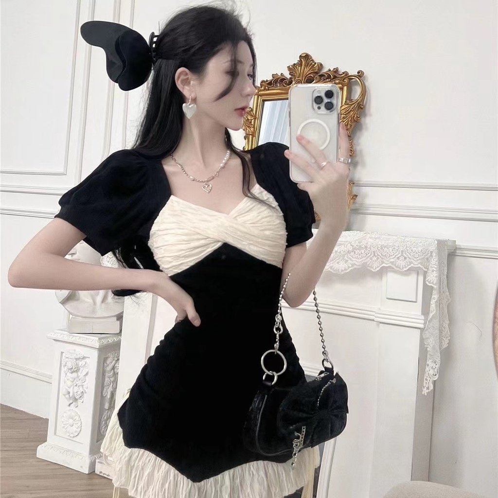 Đầm PERTY dáng ngắn phong cách Hàn Quốc thời trang mùa hè quyến rũ dành cho nữ