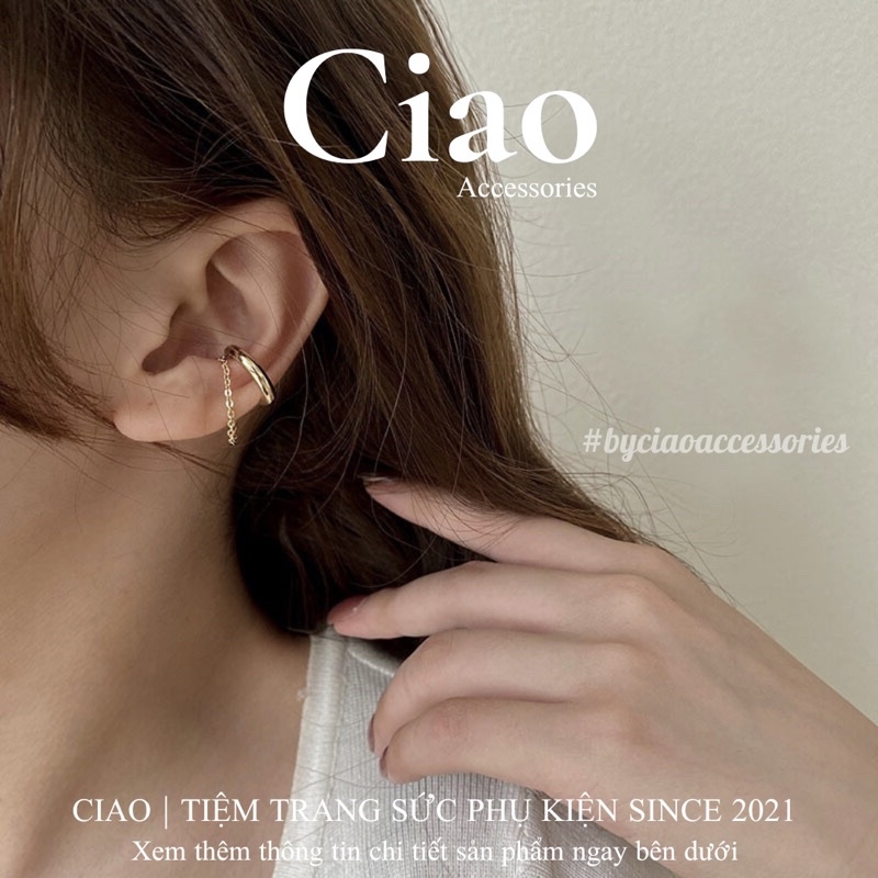 [HOẢ TỐC 1H] Khuyên vành tai/ Kẹp vành tai mạ bạc hoạ tiết dây mã 14 trendy Ciao accessories