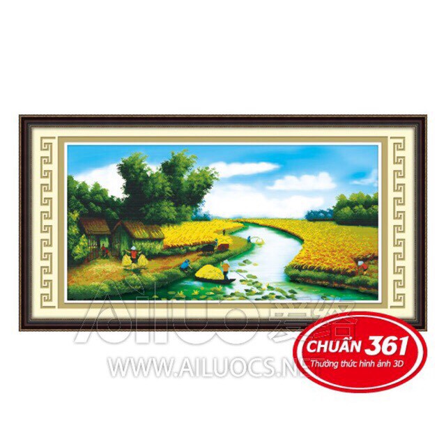 Tranh thêu chữ thập đồng quê ruộng lúa 3D 53328 (104x52) chưa thêu