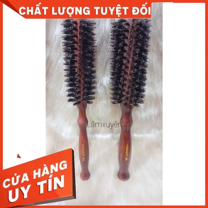 LƯỢC TRÒN SẤY TÓC TẠO KIỂU CÁN GỖ cao cấp bắt tạo lọn phồng tóc