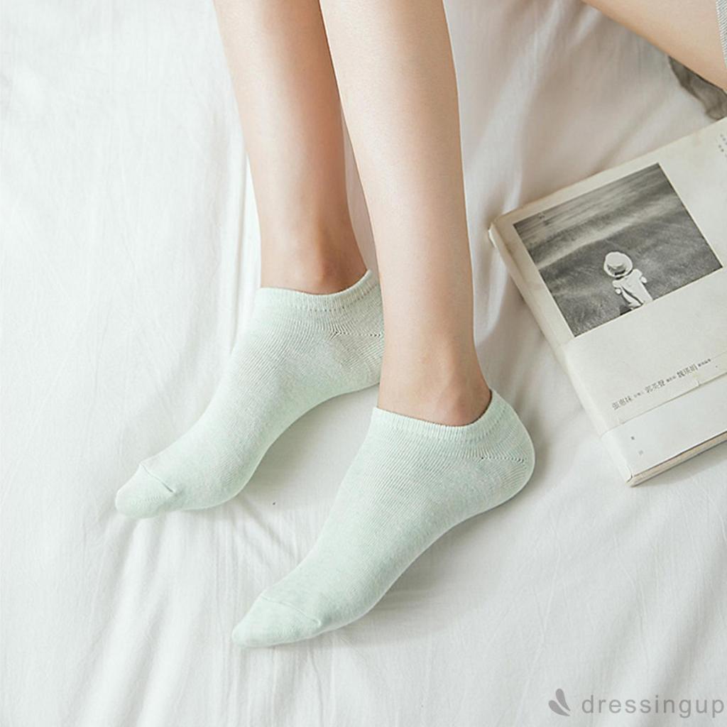 Vớ cotton cổ thấp co giãn màu sắc đơn giản 5 màu lựa chọn cho nữ