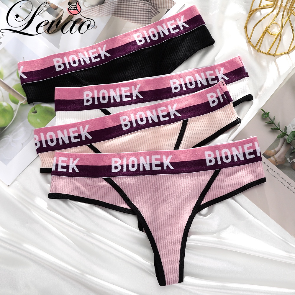 Quần Lót Levao Bằng Cotton Lưng Thấp In Chữ Gợi Cảm Cho Nữ