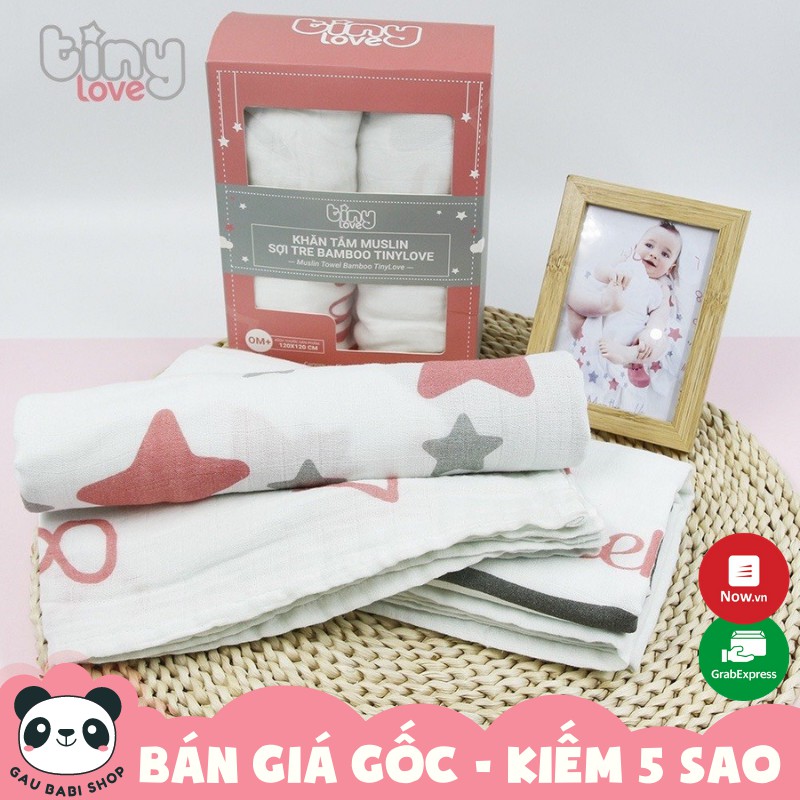 FREESHIP !!! Set 2 khăn tắm đa năng Muslin sợi tre Bamboo TinyLove, phù hợp sử dụng như chăn đắp, quấn ủ