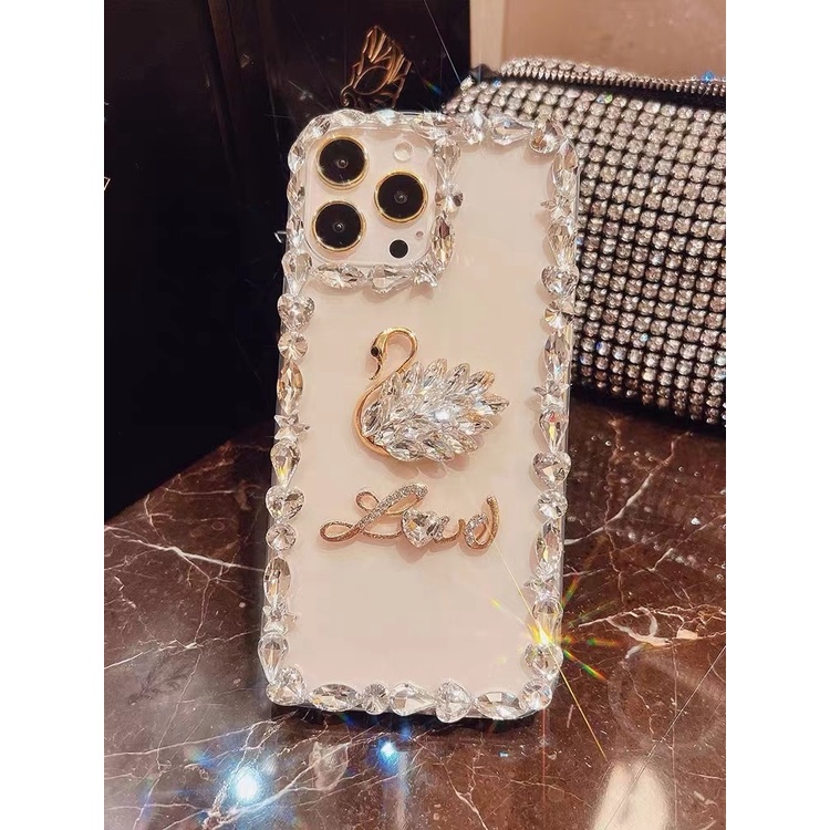Ốp Điện Thoại Acrylic Trong Suốt Hình Thiên Nga Lấp Lánh Sang Trọng Cho iPhone 14 13 12 11 Pro Max Mini X XS XR 6 7 8 Plus