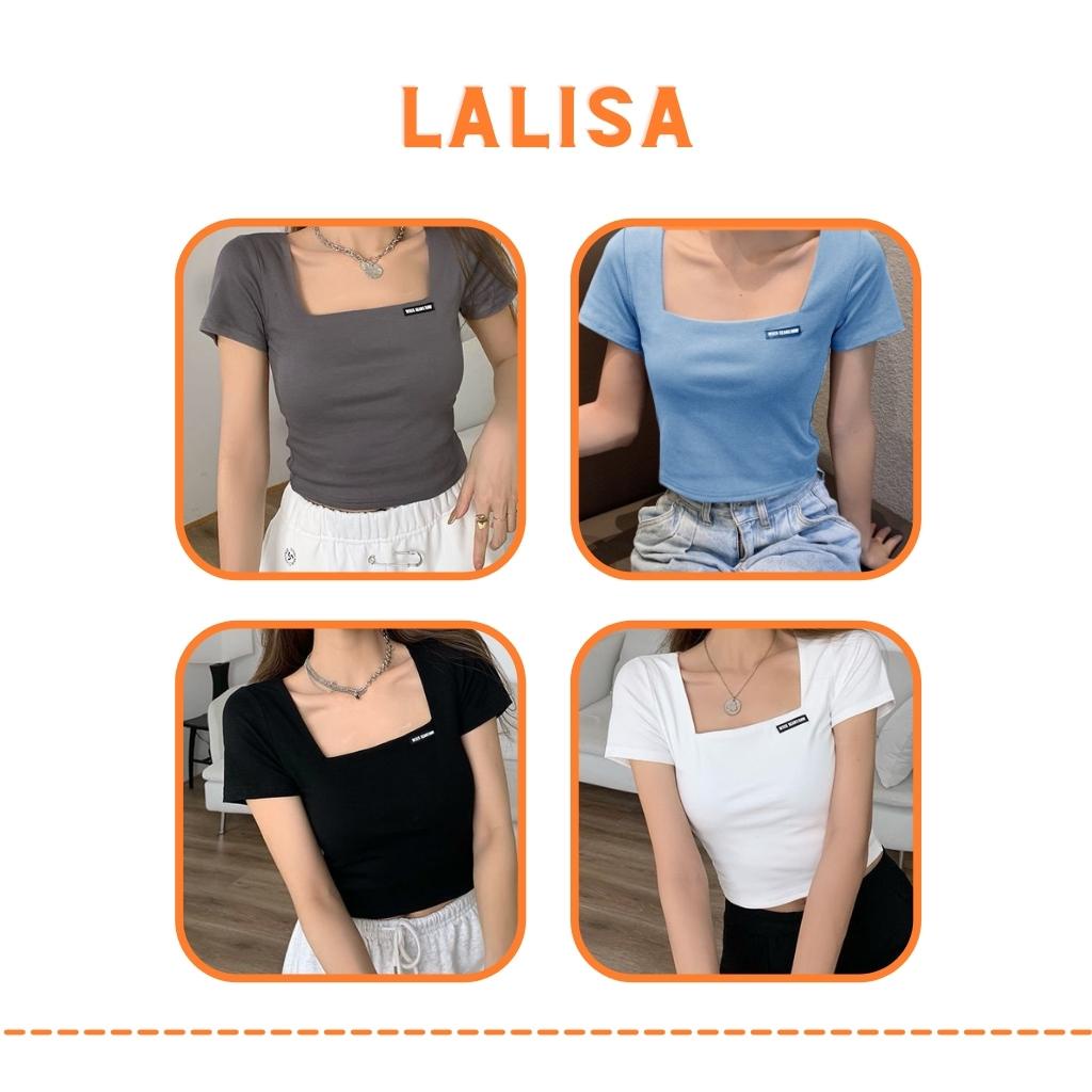 Áo Croptop Cổ Vuông LALISA Nữ Kiểu Ôm Body Tay Ngắn, Vải Thun Cao Cấp Thể Thao Đẹp Kiểu Ulzzang Hàn Quốc Trắng Đen AO020