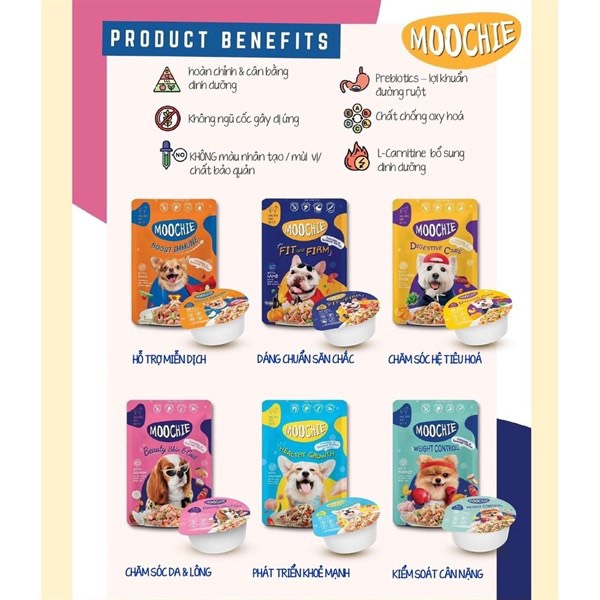 Pate dinh dưỡng Moochie nhiều vị cho chó, thức ăn mềm cho chó gói 85g