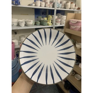 Đĩa tròn vân kẻ Bát Tràng 8 inch