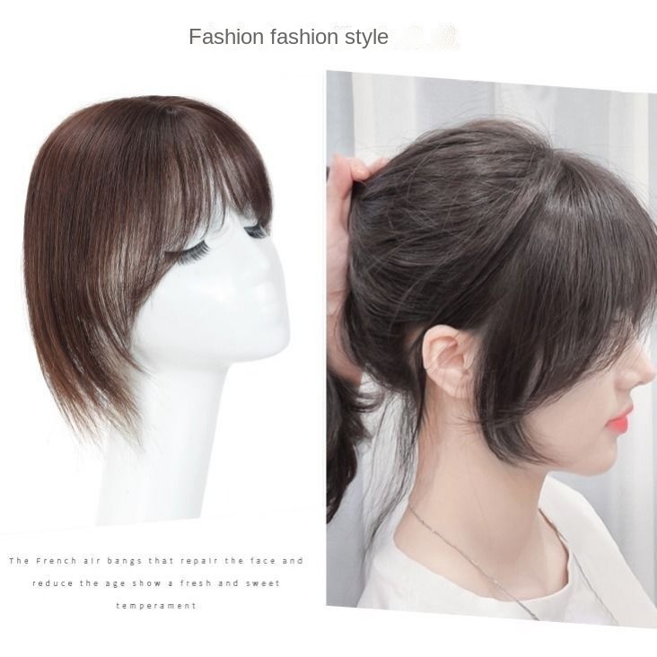 Bộ Tóc Giả Nữ Mái Ngố 3D Màu Trắng Thay Thế