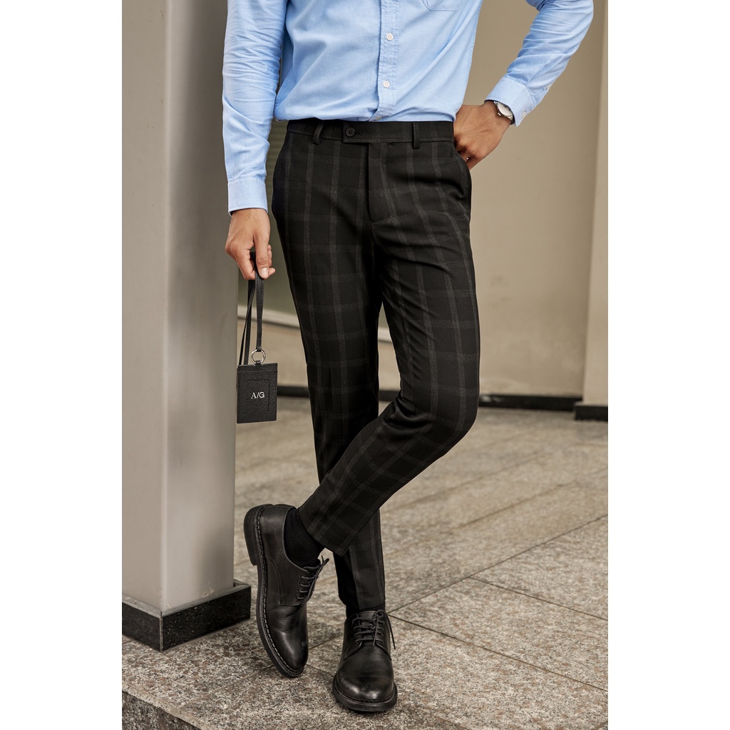 Quần Tây Americus Gosani Caro Nổi Màu Xám Và Đen