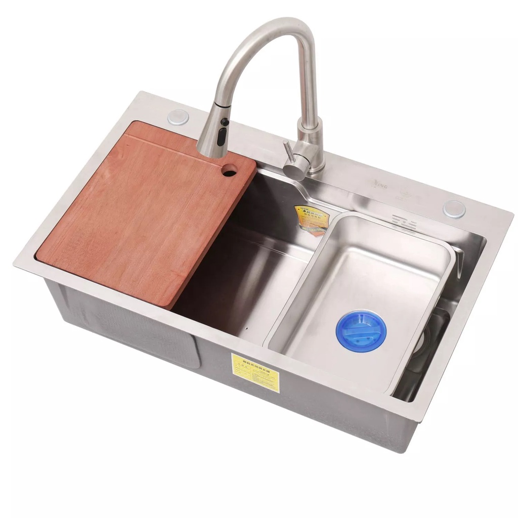 [Mẫu Mới 2022] Chậu rửa chén bát 1 hố Inox 304 cao cấp màu Trắng Mờ, chống mùi, dễ dàng vệ sinh - Kích thước 78 x 46cm