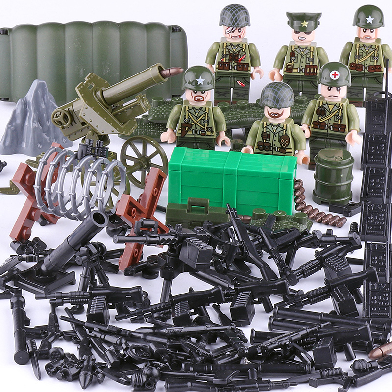 Lego Loạt quân sự Thế chiến thứ II xe vũ khí pháo binh Liên Xô khối xây dựng sáng tạo đồ chơi trẻ em tương thích với Legos