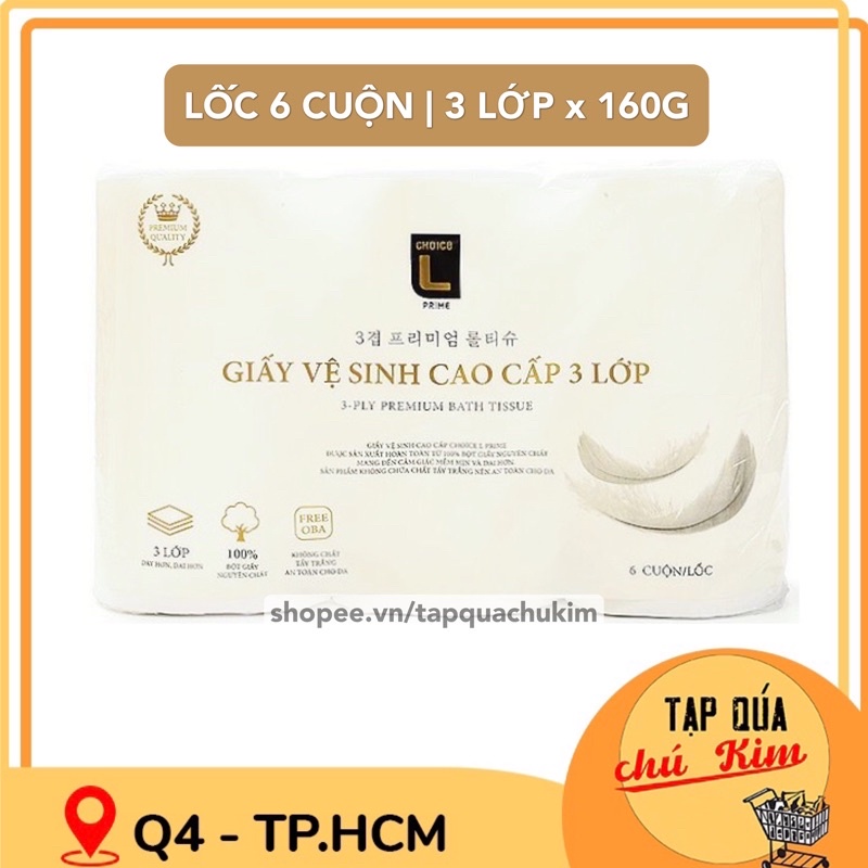 Giấy vệ sinh cao cấp CHOICE L 3 lớp nhãn vàng lốc 6 cuộn x 160G