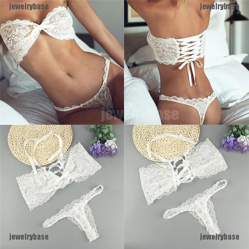 Áo lót quây dây thắt phối ren + quần G-string quyến rũ cho nữ | BigBuy360 - bigbuy360.vn