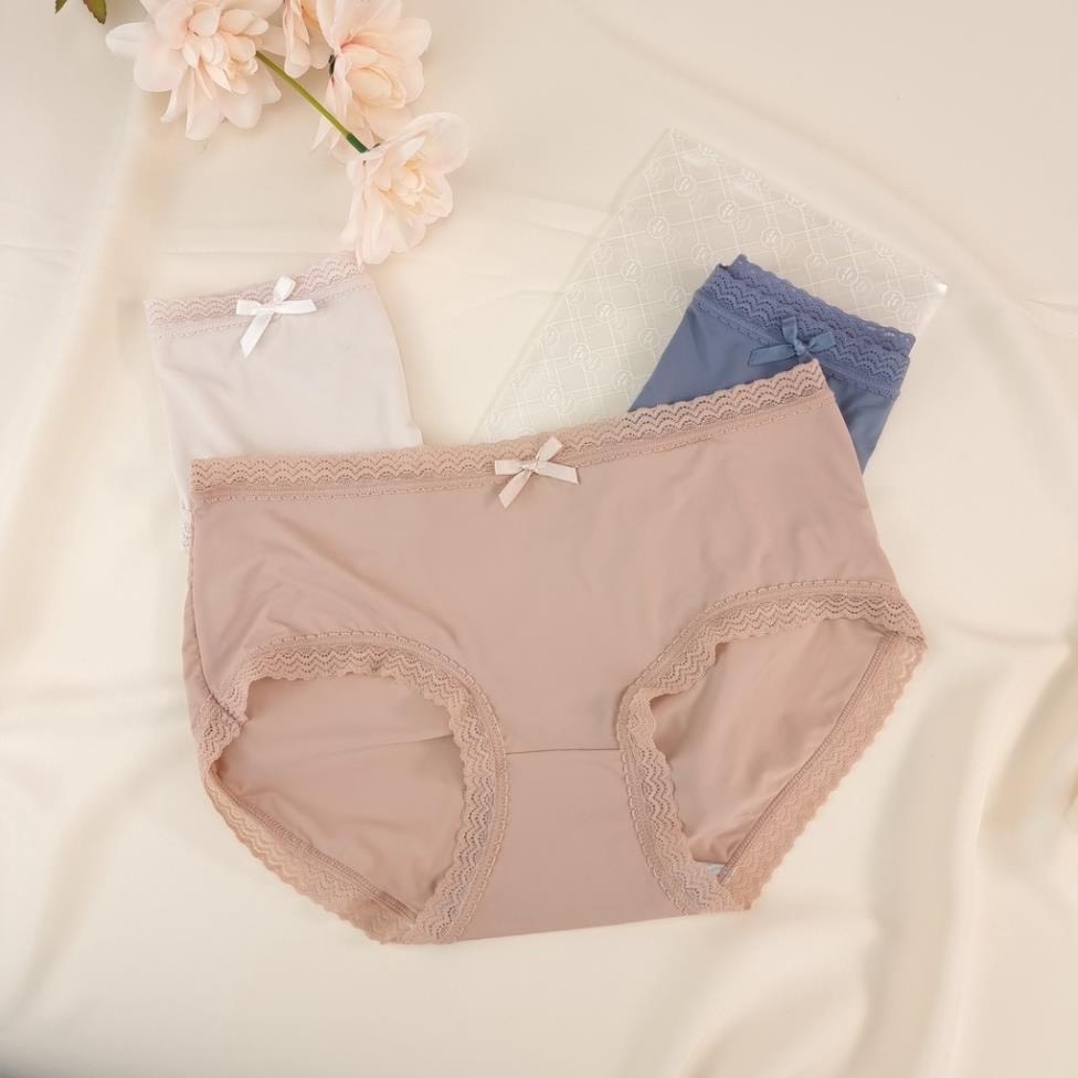 Set Túi Ví 3 Quần Lót Nữ Đúc Su Viền Ren Đính Nơ Co Giãn Cao Cấp 499