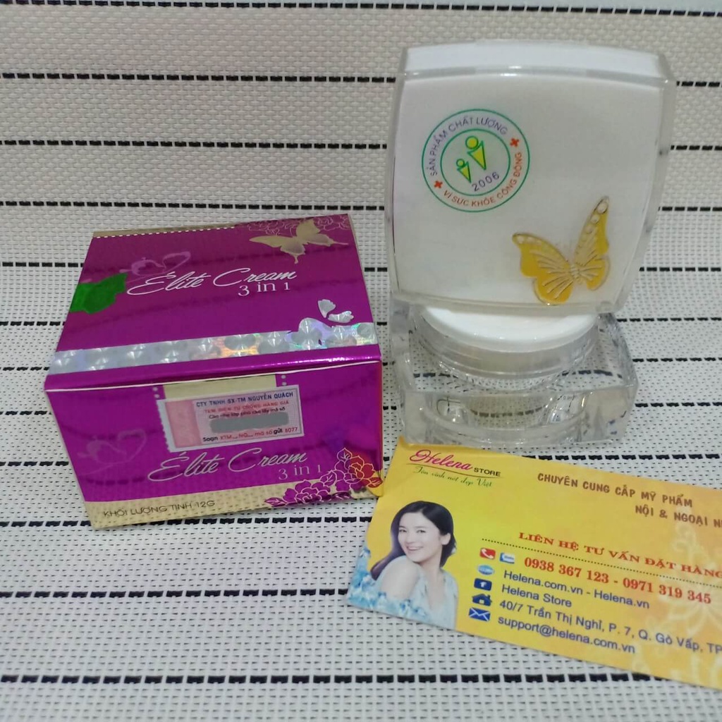 Kem Con Bướm Nguyễn Quách Elite Cream 3 In 1, Kem Nguyễn Quách Mụn, Nám, Trắng Da 12g - Mỹ Phẩm Chính Hãng Sỉ Và Lẻ
