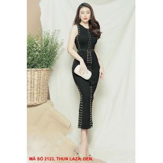 Đầm dự tiệc có hình thật- 2123_vàng, đen_s,m,l,xl