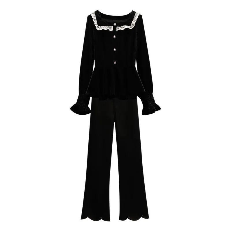 Set trang phục vải nhung size lớn MM thời trang mùa thu mới 2021 dành cho nữ (Có bán lẻ)