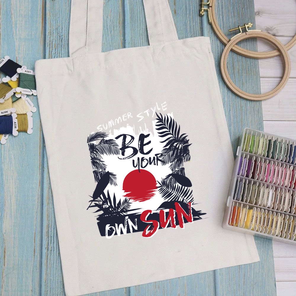 Túi vải túi Tote SUMMER - Mẫu 9 vải canvas dày đẹp cho nữ có khóa miệng đi học đi chơi. In hình theo yêu cầu