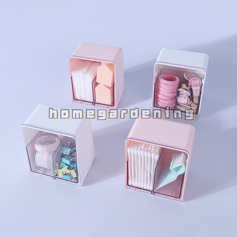 Hộp Đựng Tăm Bông Cotton Hai Lớp Trong Suốt Chống Bụi Gắn Tường