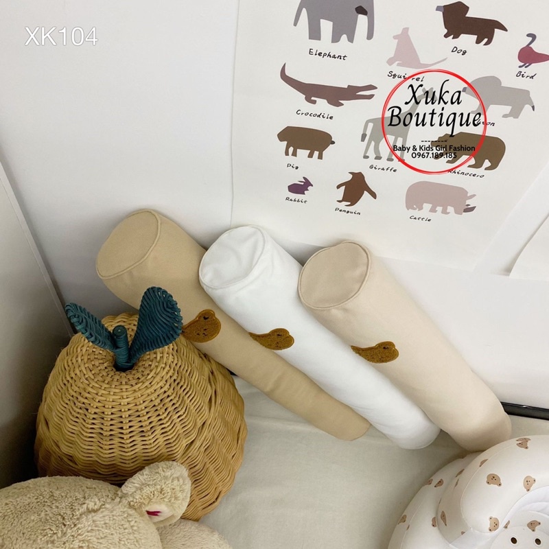 Gối Ôm Thêu Gấu Cao Cấp Style Hàn Quốc Cho Bé - Gối Ôm Dài, Gối Hình Mặt Trăng