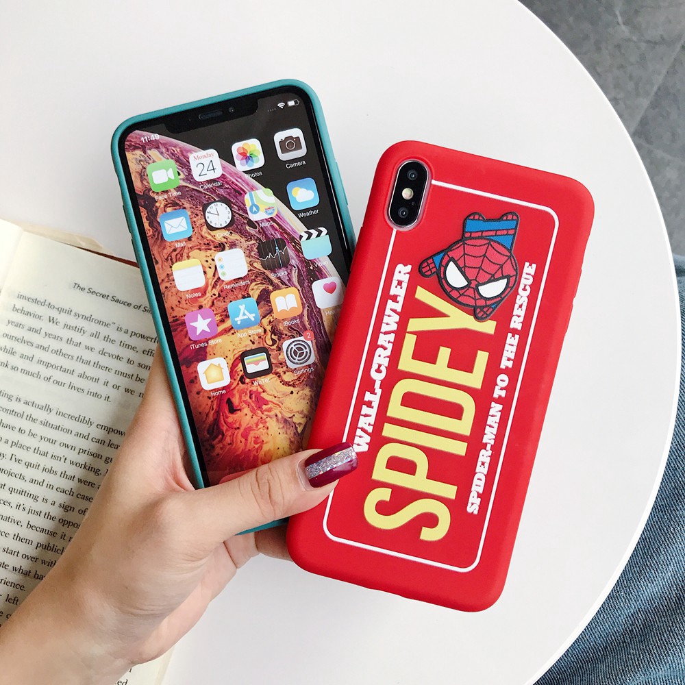 Ốp lưng iPhone 6 TPU họa tiết Spider Man Iron Man dành Ốp iPhone 8Plus SE XR XS MAX