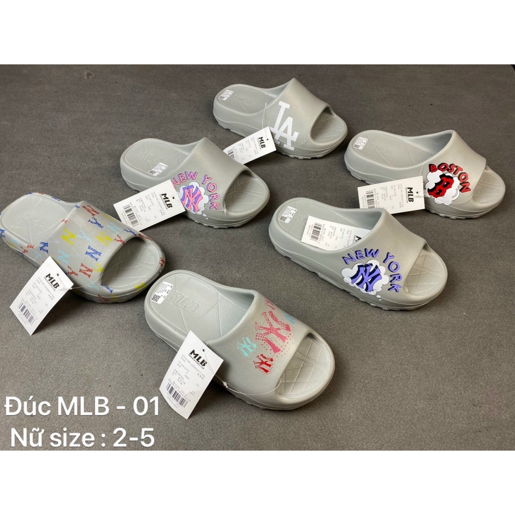 Dép Bánh Mì Nam Nữ Quai Ngang MLB Đúc Nguyên Khôi Siêu Hot Trend - Màu XÁM LA