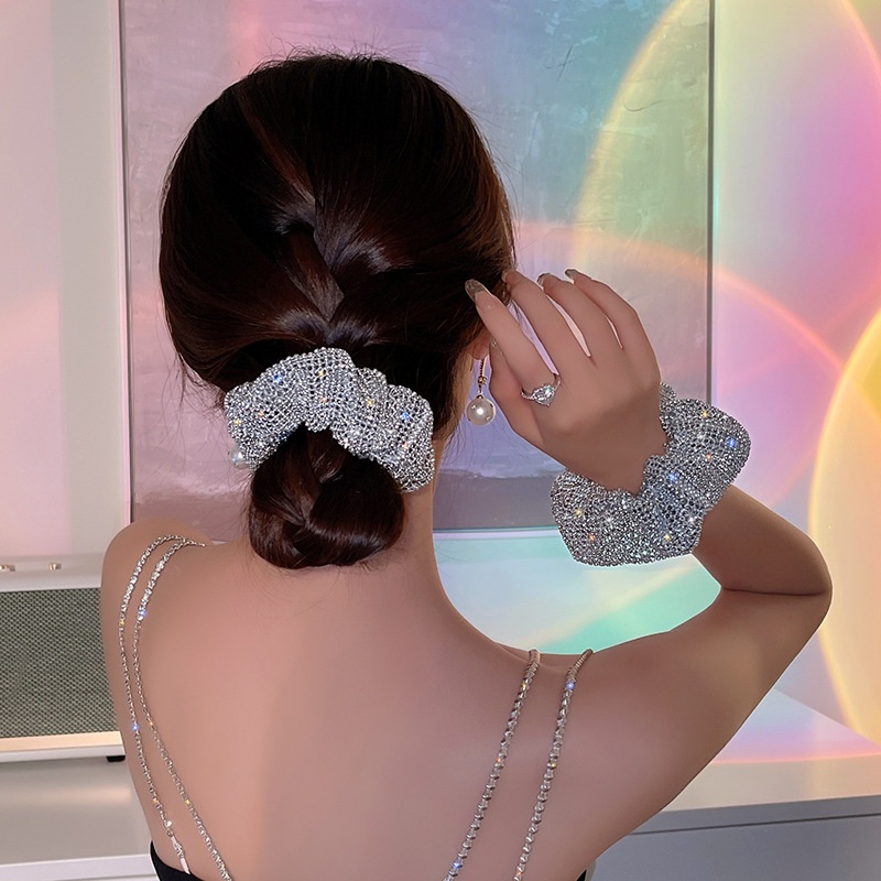 Dây Buộc Tóc Màu Sáng Lấp Lánh Phong Cách Pháp Đa Năng