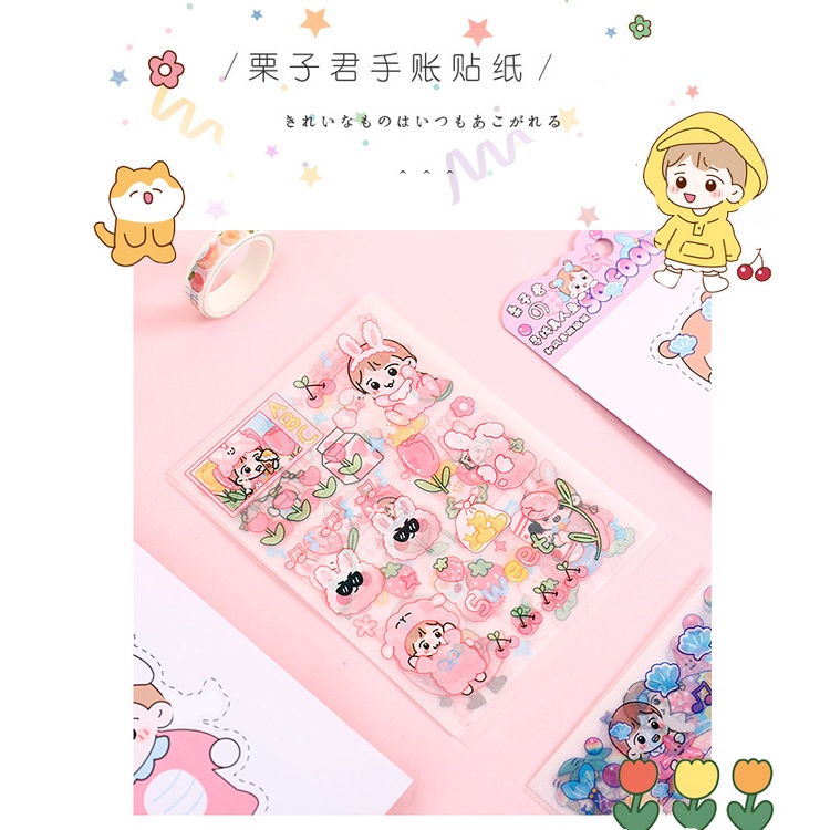 Sét 4 Tấm Sticker Nhám trong suốt - cao cấp trang trí sổ tay