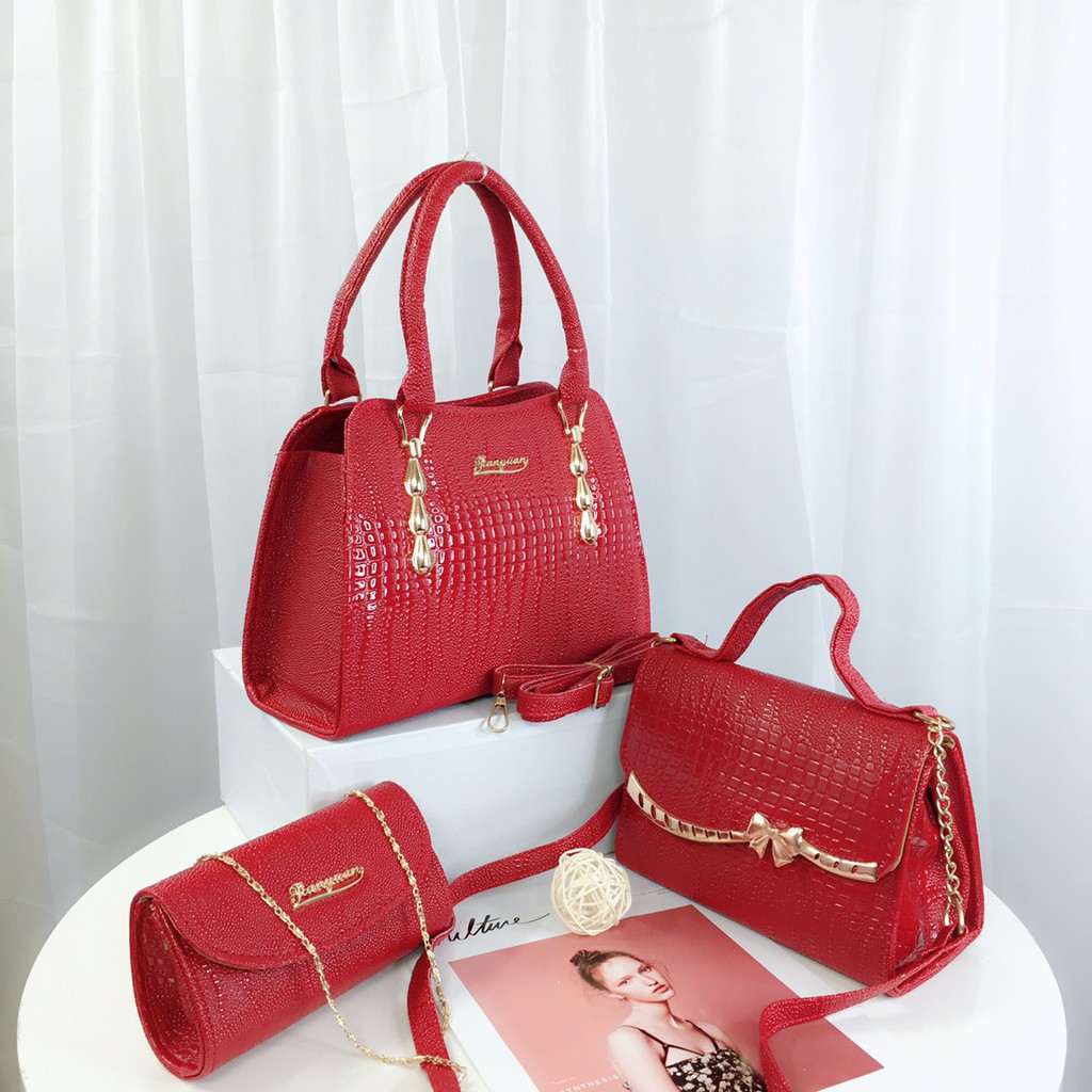NOWSHIP 2H⚡️Bộ 3 túi xách nơ cá sấu (có video) | BigBuy360 - bigbuy360.vn