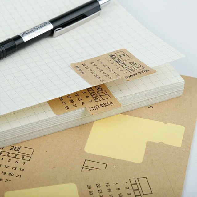 Sticker lịch 12 tháng đánh dấu trang cho sổ planner