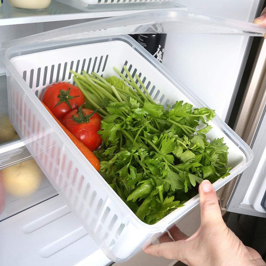 Hộp nhựa đựng thực phẩm trong suốt có rổ ráo nước Prota, dung tích 2L, nhựa PP an toàn sức khỏe