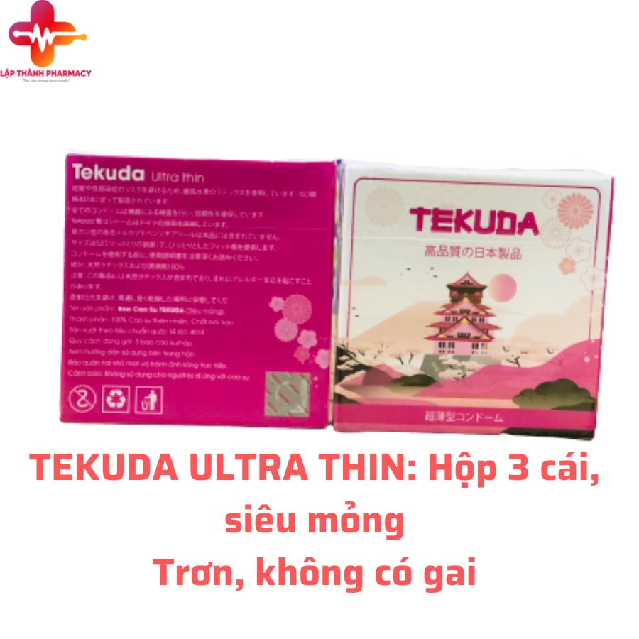 Bao cao su Nhật TeKuDa ultra thin siêu mỏng, bao cao su hộp 3 cái