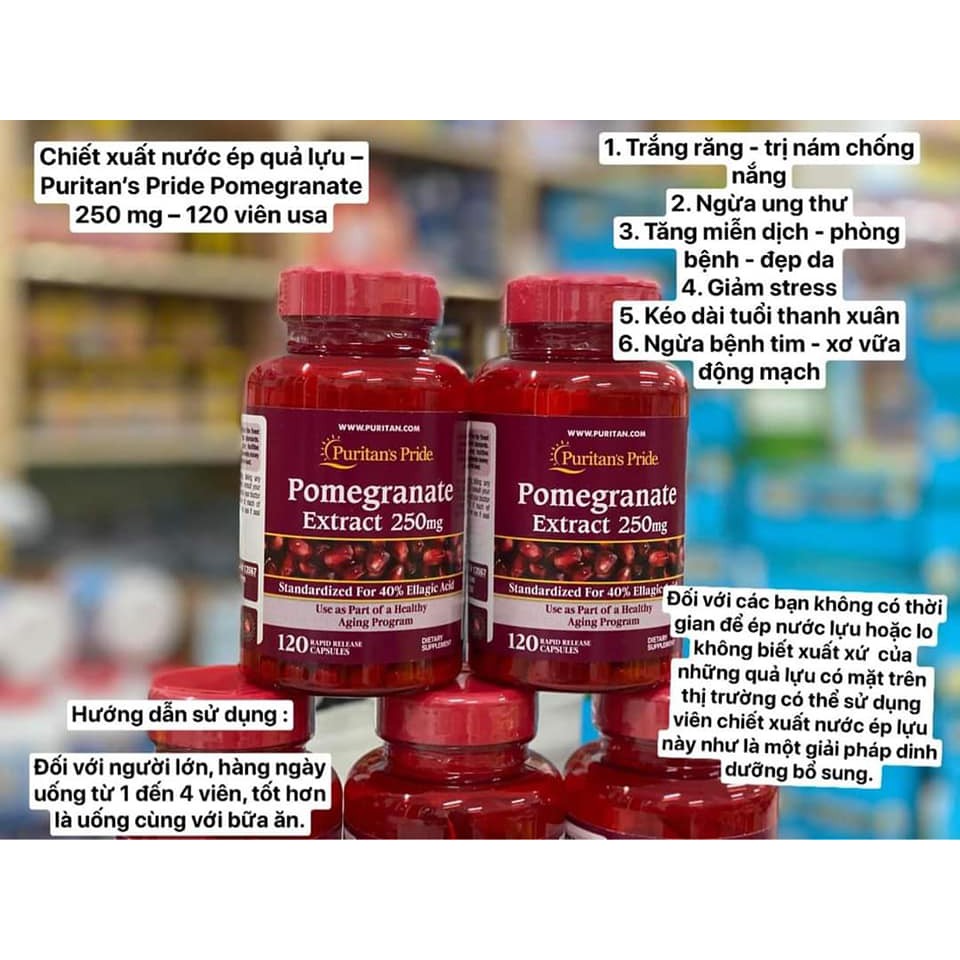 Viên uống CHỐNG NẮNG lựu đỏ Puritan’s Pride 250Mg | BigBuy360 - bigbuy360.vn