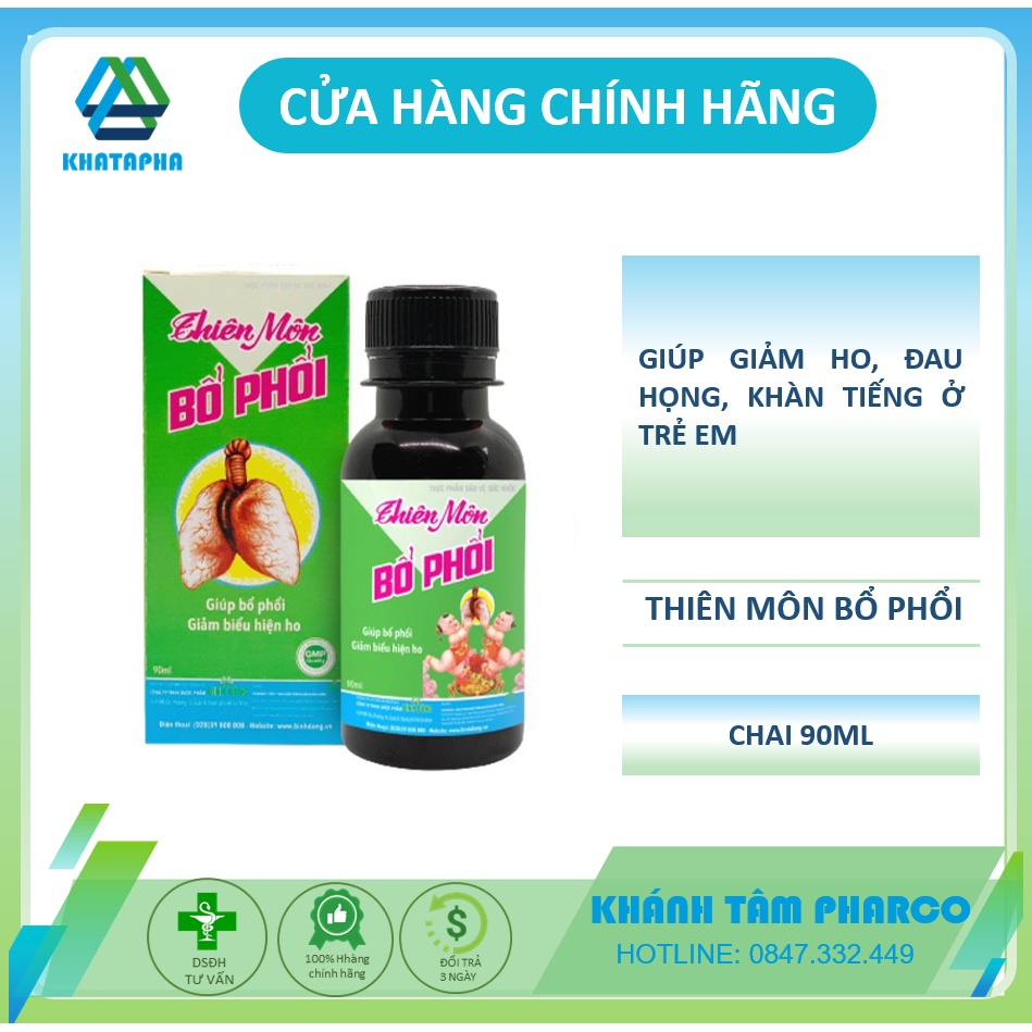 Thiên Môn Bổ Phổi TRẺ EM 90ml giúp giảm ho, đau họng, khàn tiếng ở trẻ nhỏ