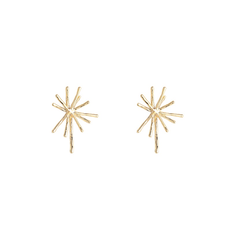 Bông tai kim loại hình học đơn giản phong cách retro Hàn Quốc