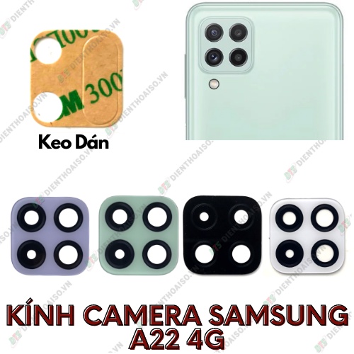 Mặt kính camera samsung a22 4g có sẵn keo dán