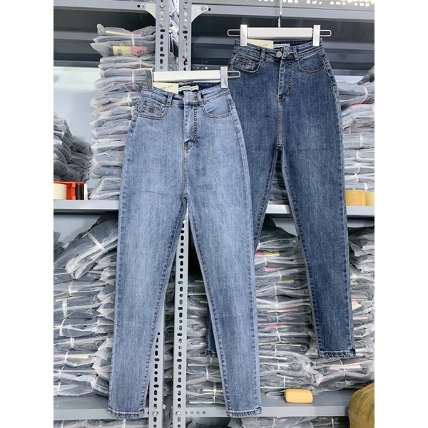 quần jeans ôm đen trơn, xanh siêu cao co giãn tốt, hình thật 100%