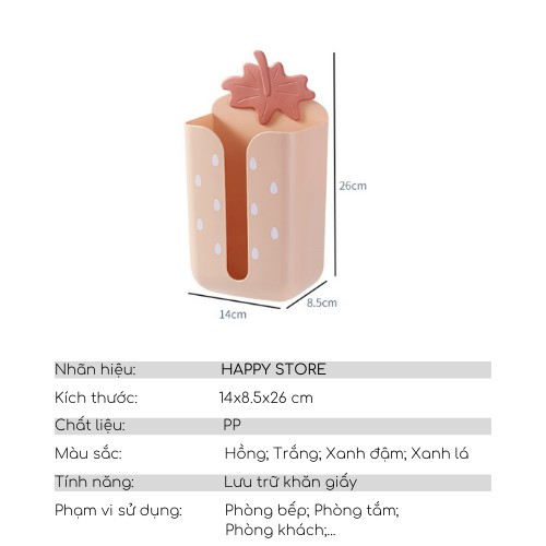 Hộp đựng khăn giấy treo tường không cần khoan đục, màu sắc đa dạng