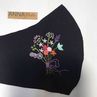 Khẩu Trang Vải Linen Thêu Tay AN09