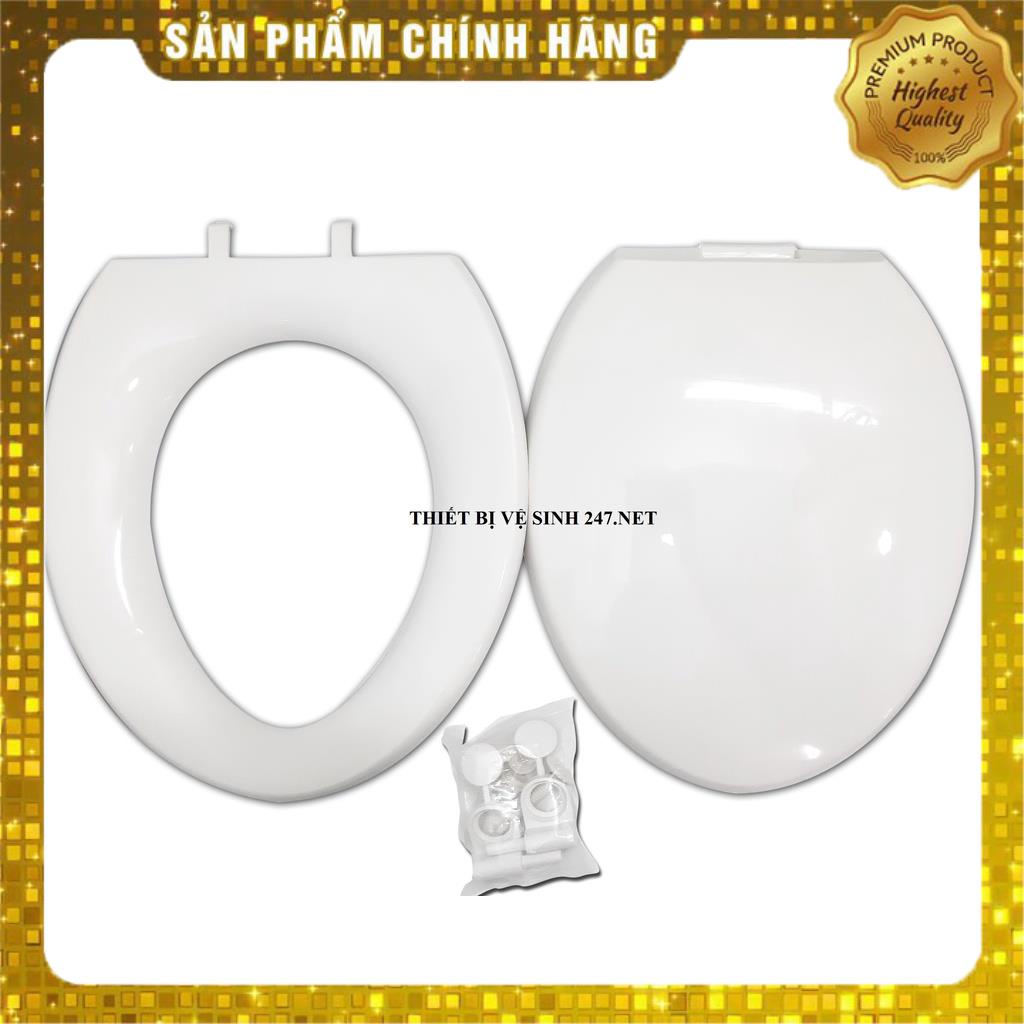 Nắp bồn cầu 2 khối đóng (rơi) êm màu trắng nặng 1.2kg