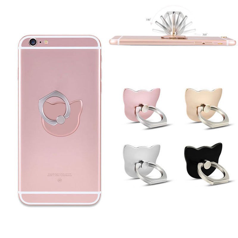 2pcs/Pack nhẫn đỡ điện thoại hình mèo hoạt hình xoay 360 độ dễ thương và tiện lợi