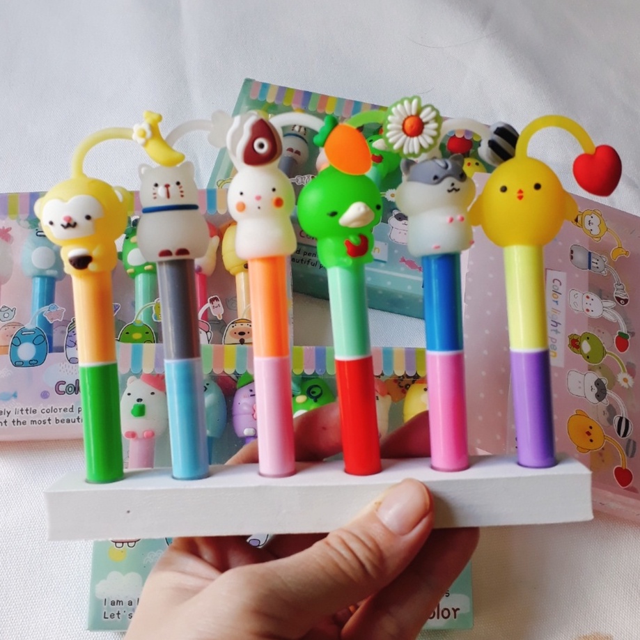 Set gồm 6 cây bút dạ quang bò sữa dễ thương