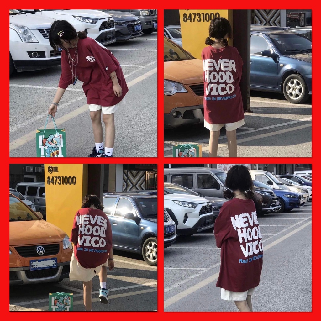 Bộ Thun Cộc Tay Vico Nữ [FREESHIP] Set đồ mặc hè form rộng, quần short kèm áo phông đỏ in hình cá tính Ulzzang