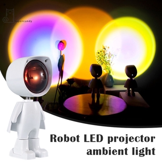 [cửa hàng của nhà máy]Đèn LED chiếu tường sạc bằng USB hình robot cho ánh sáng hoàng hôn lãng mạn