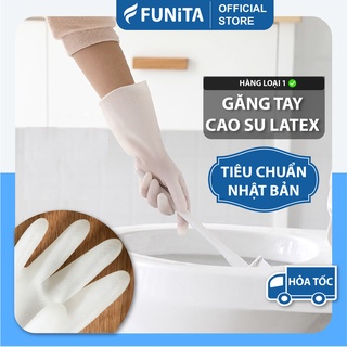 Găng tay cao su siêu dai, găng tay chống trơn trượt, găng tay rửa chén tiện lợi không mùi FUNITA, chất liệu cao cấp